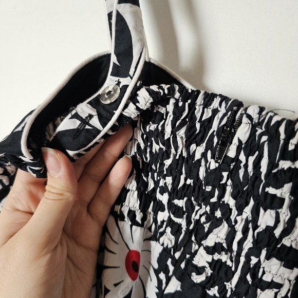 Y2k R&K cotton blend floral lined cups smocked back babydoll knee sundress - Picture 6 of 11